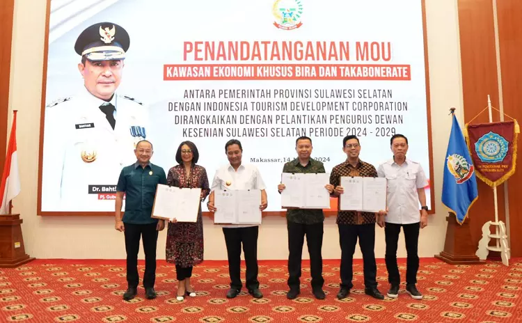 MoU KEK Bira – Takabonerate Ditandatangani oleh Pj Gubernur Bahtiar dari Pemprov Sulsel dan ITDC